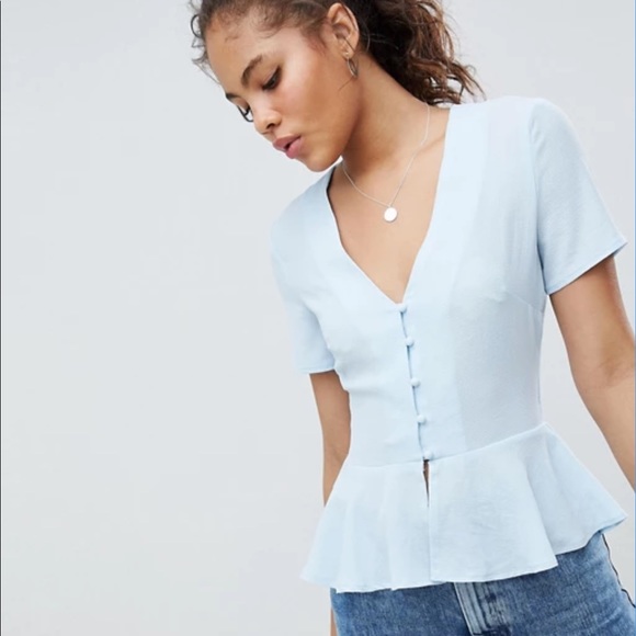 Missguided Tops - Misguided baby blue peplum top. Never worn